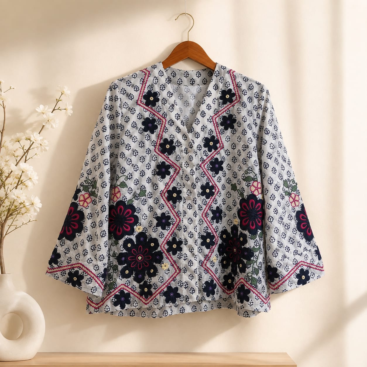 ETHNC top & Flared Skirt Set