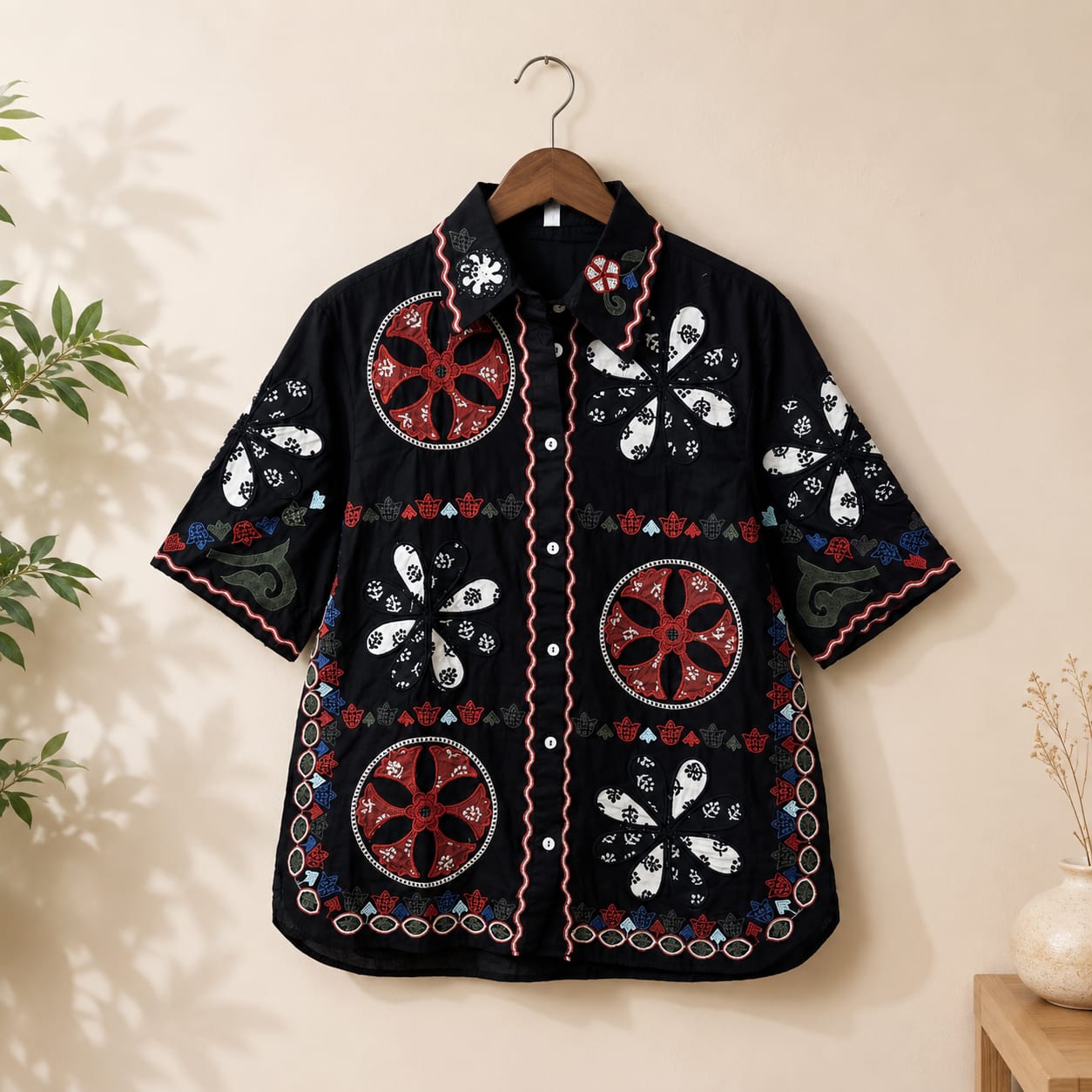 Embroidered Cotton Linen Shirt