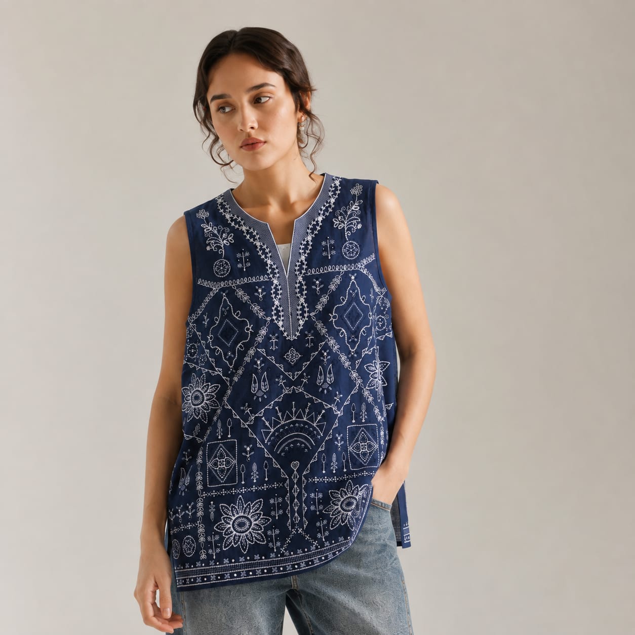 ETHNC Embroidered A-Line Top – 1 Piece