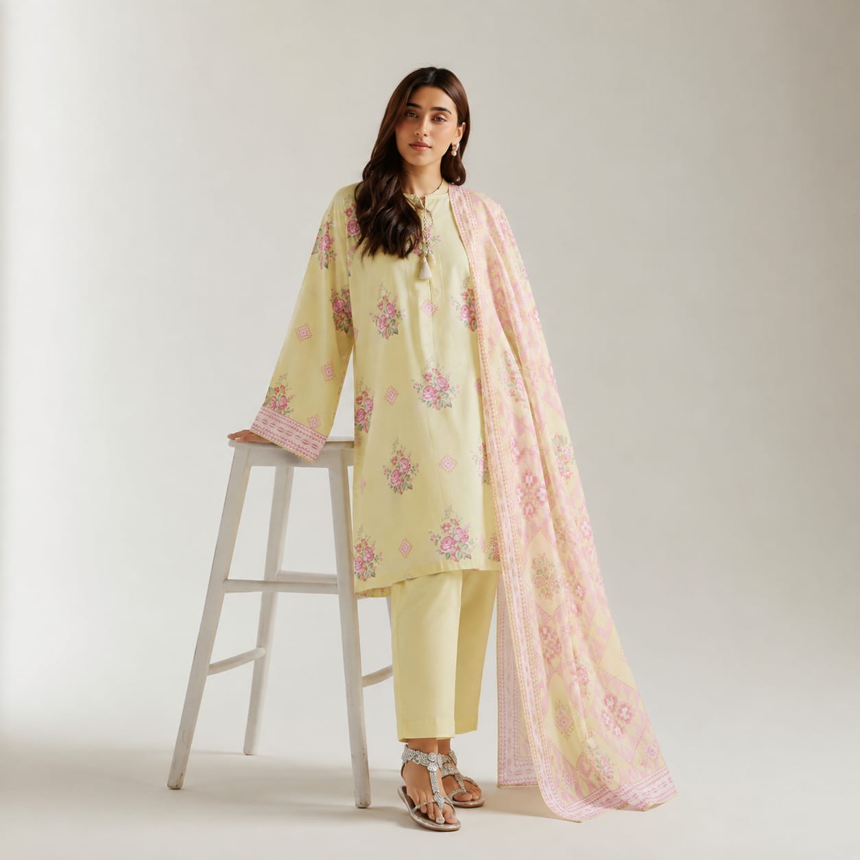 Zellbury Lemon Printed Lawn 3-Piece dress