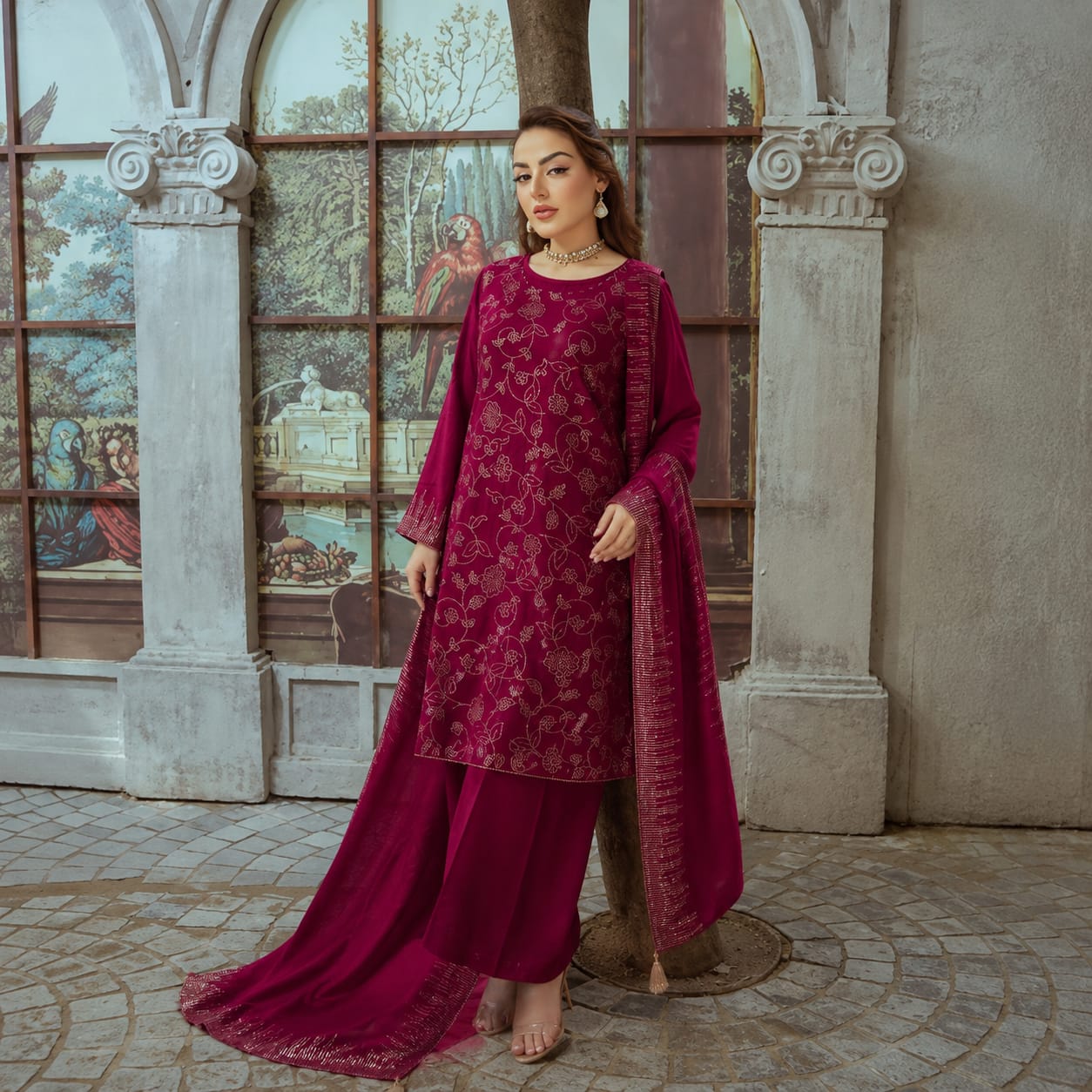 Desi Bazaar – Pure Pashmina 3-Piece dress