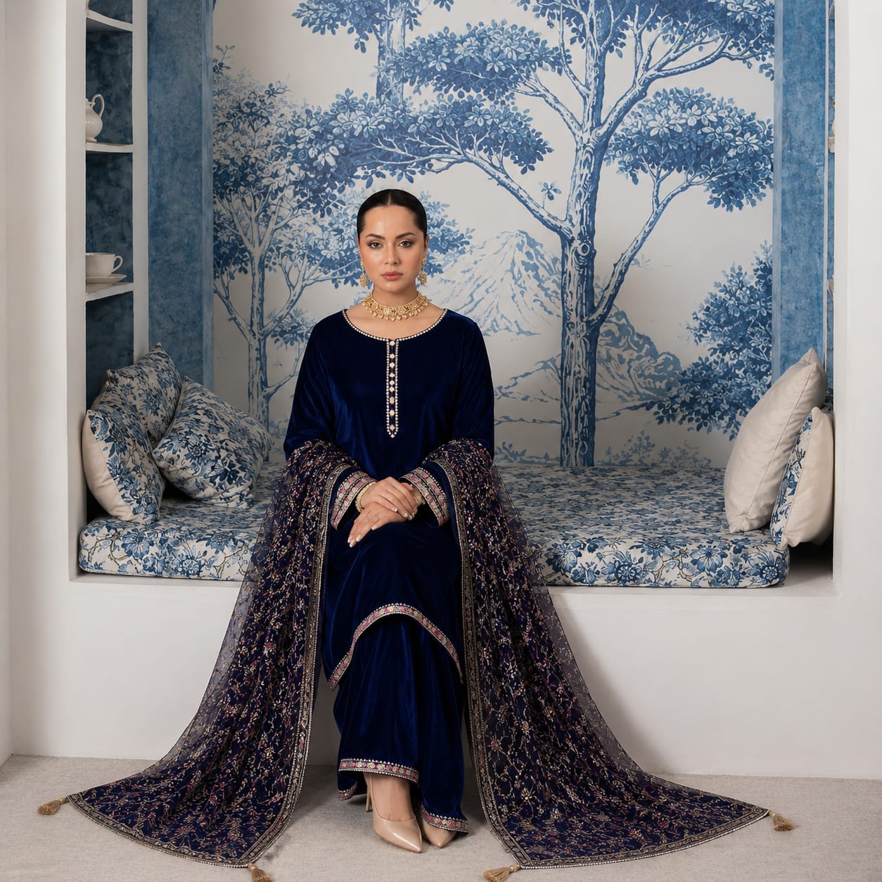 Desi Bazar 3-Piece Velvet Suit