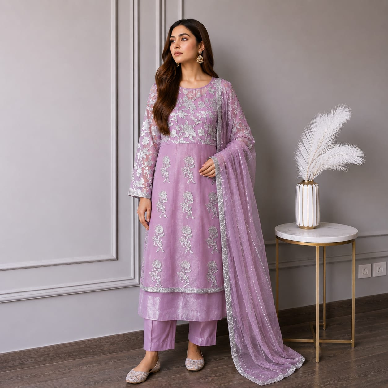 Desi Bazaar 3-Piece Organza Suit