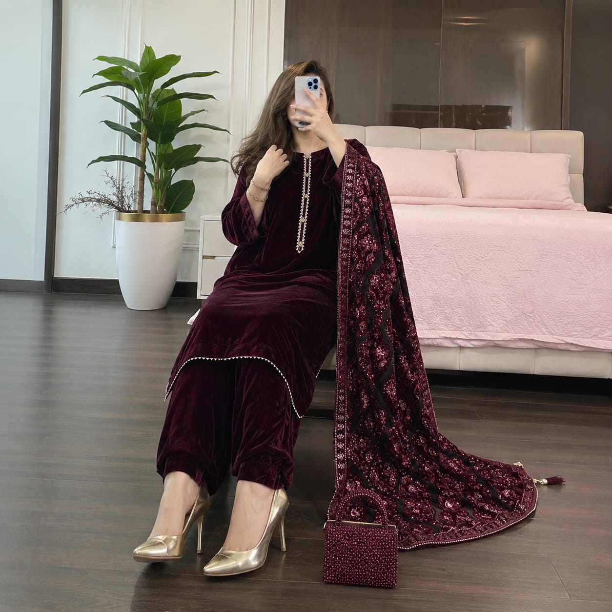 Desi Bazar 3-Piece Velvet Suit