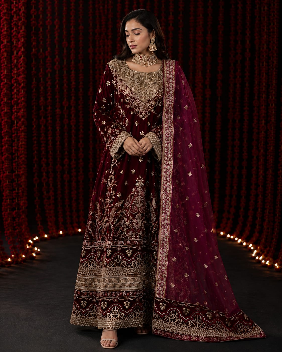 Desi Bazar Luxury Velvet 3-Piece dress