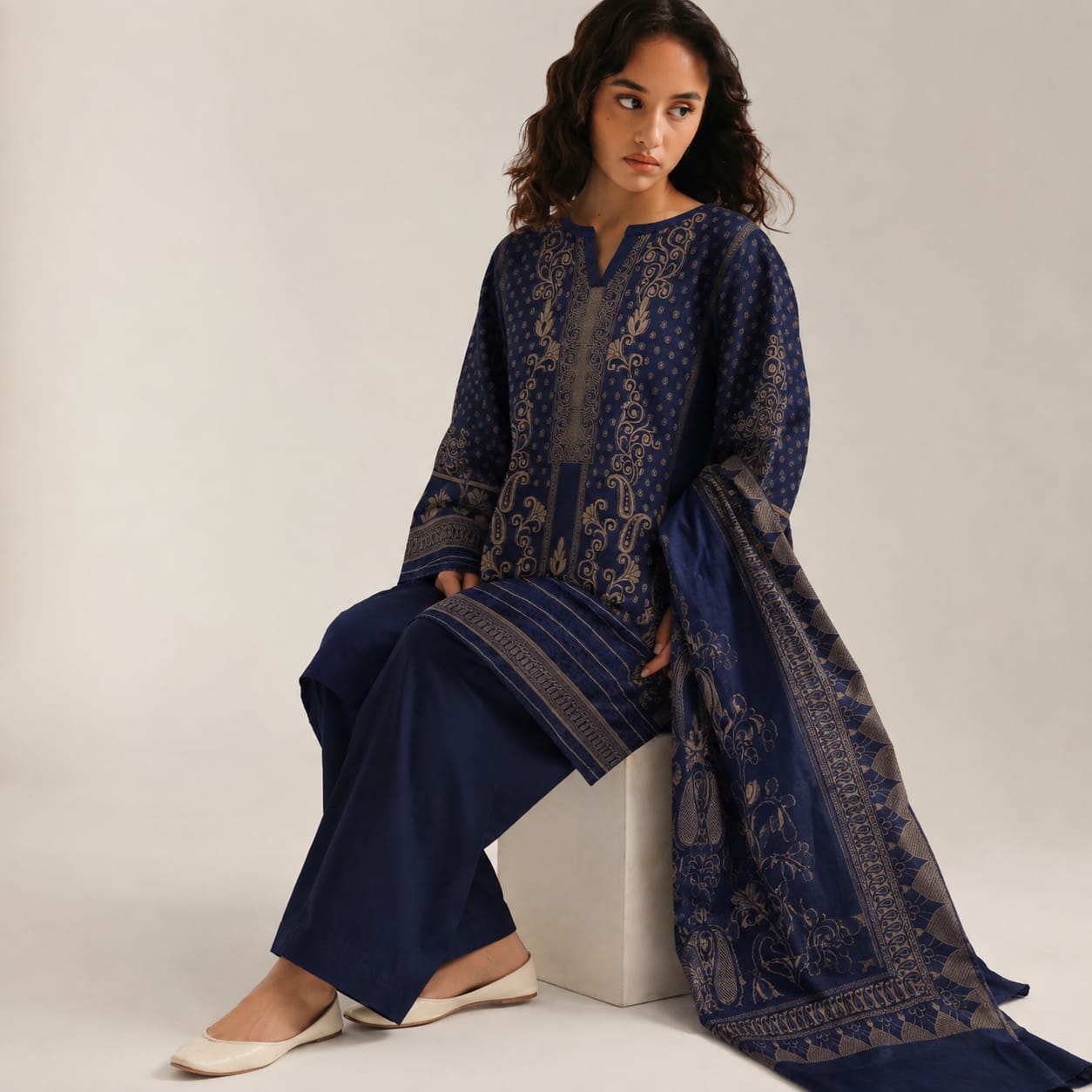 Midnight Blue Paisley Dress