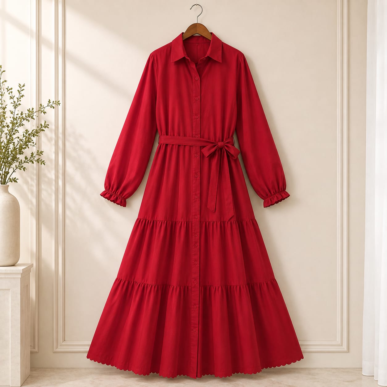 Crimson Grace Belted Maxi Dress