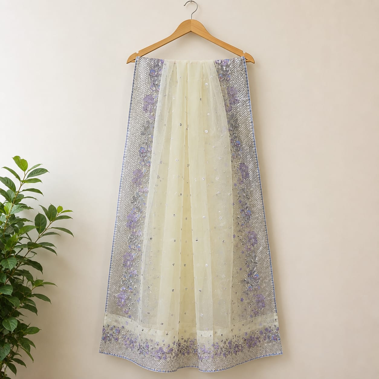 Ivory Lavender Embroidered 3-Piece Formal Set