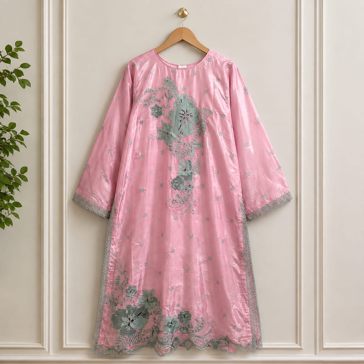 Blush Rose Embroidered 3-Piece Dress
