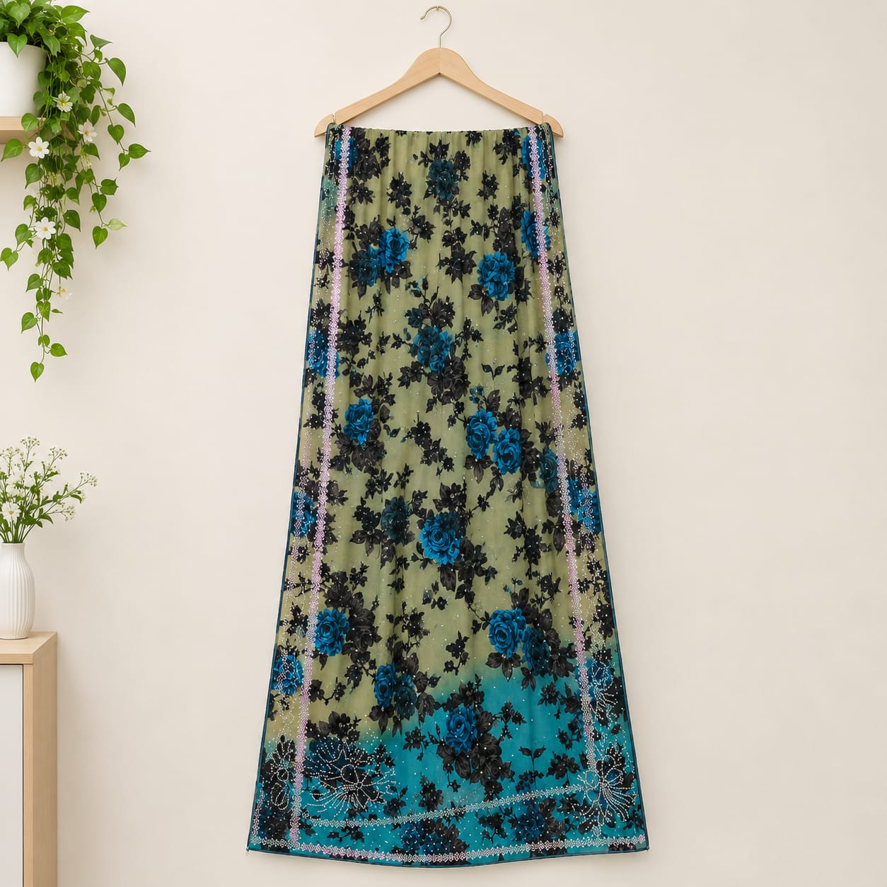 Olive Teal Floral 3-Piece Suit
