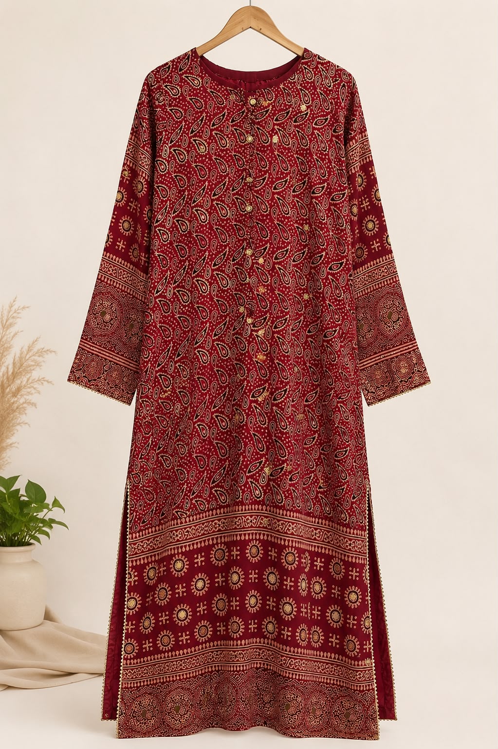 Royal Ajrak Silk Dress