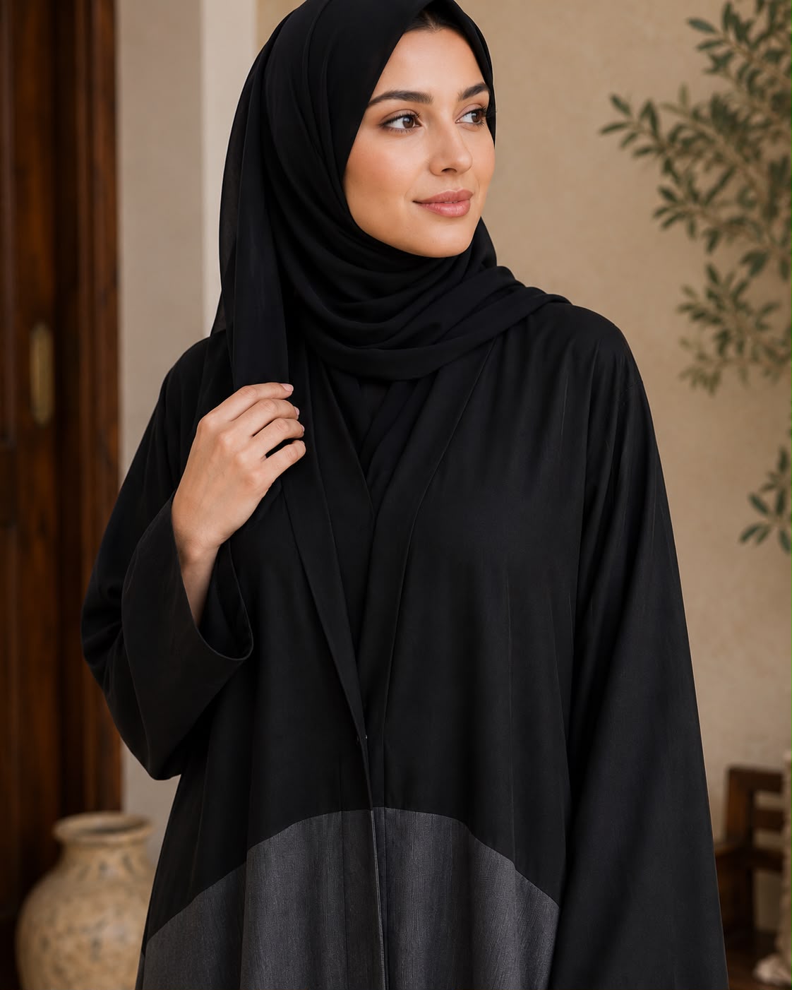 Classic Two Tone Silk Abaya