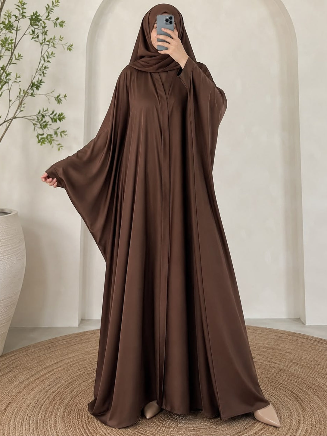 Classic Chocolate Brown Butterfly Abaya