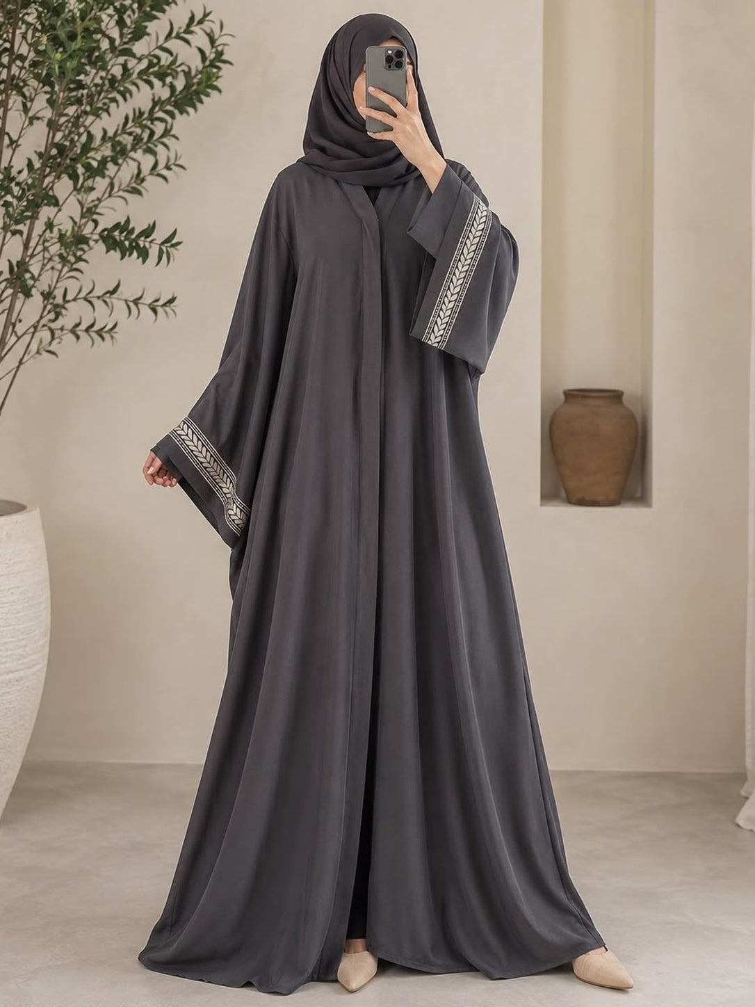 Elegant Slay Grey Abaya