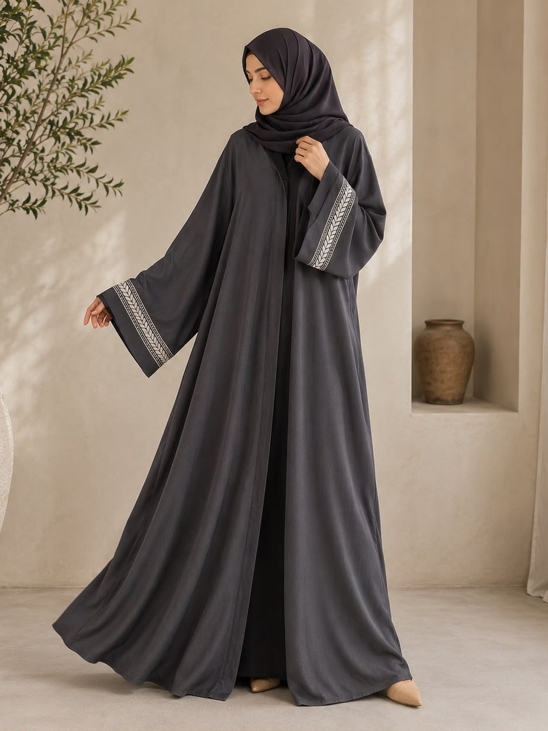 Elegant Slay Grey Abaya
