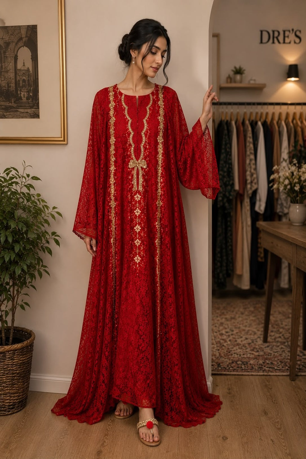 Royal Ruby Turkish Lace Gown